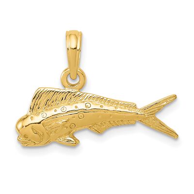 14K Gelbgold Mahi Mahi Fisch Charm Anhänger