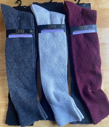 2 Pairs Women Luxe Cashmere Blend Knee High Socks Shoe Size 6-11 Very Nice! - Picture 5 of 17