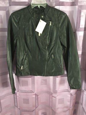 vero moda green leather jacket