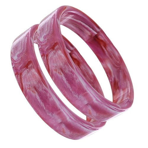 Pink Round Shiny Marbled Lucite Bangle Bracelet Ladies Standard Size (BUNDLE) - Picture 2 of 2