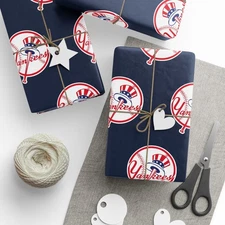 New York Baseball Wrapping Paper Gift for Birthday Holiday Sports Fan Christmas