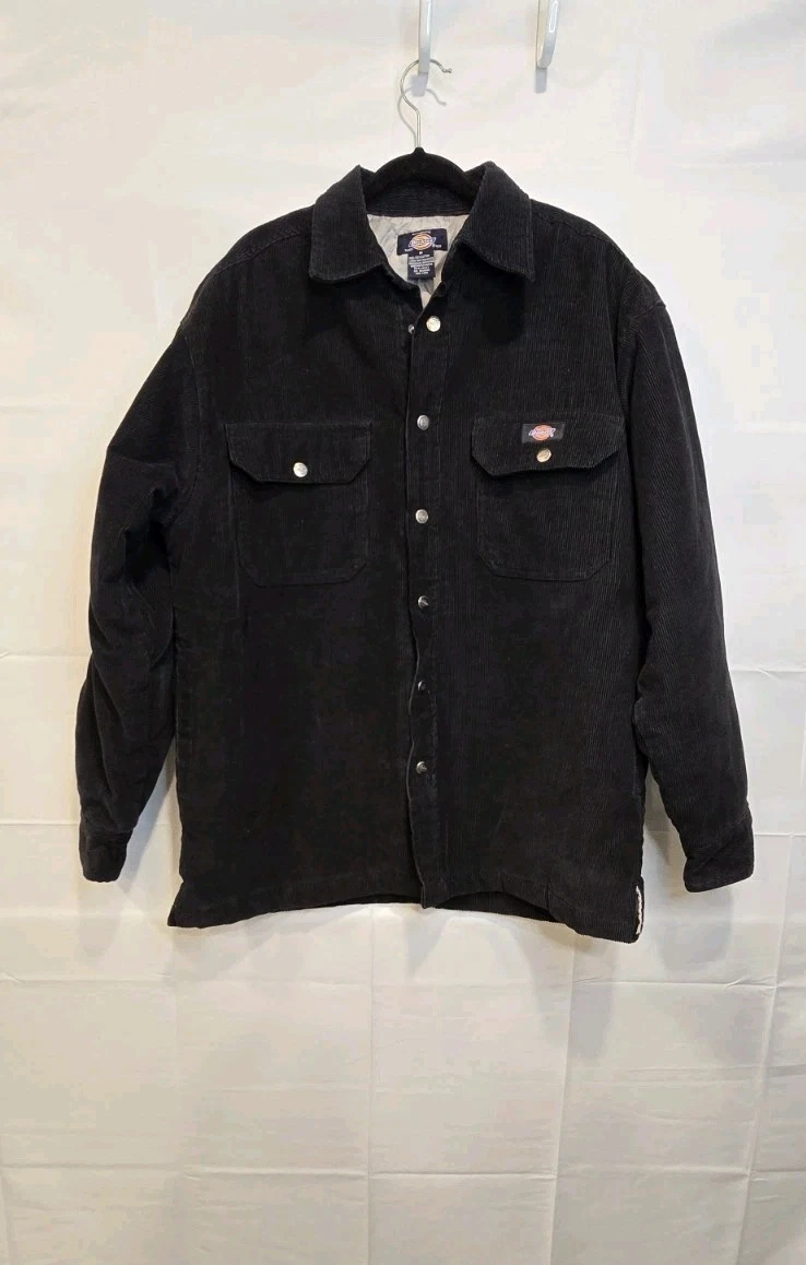Dickies Insulated Corduroy Snap Jacket Black Men's Size Medium