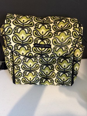 Petunia Pickle Bottom Diaper Bag Backpack With Changing Pad Green Black Flowers