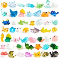 50 Pcs Mini Ocean Resin Animals Figures, Mini Sea Animals Figurines for Aquarium
