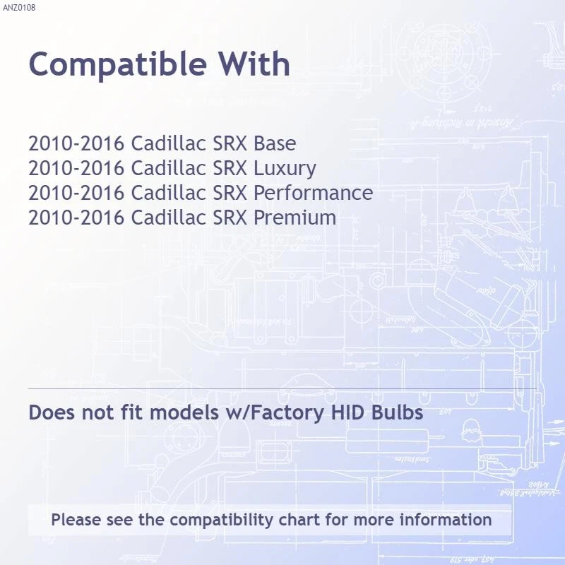 Conjunto de faróis projetor lente preta transparente para Cadillac SRX 2010-2016 sem HID - Imagem 3 de 4