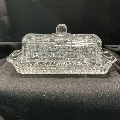 Vintage Federal Glass Crystal Clear Covered BUTTER DISH Windsor Pattern