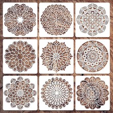 Mandala Stencils for Painting, 9 Pcs Reusable 12 Inch Art Decor