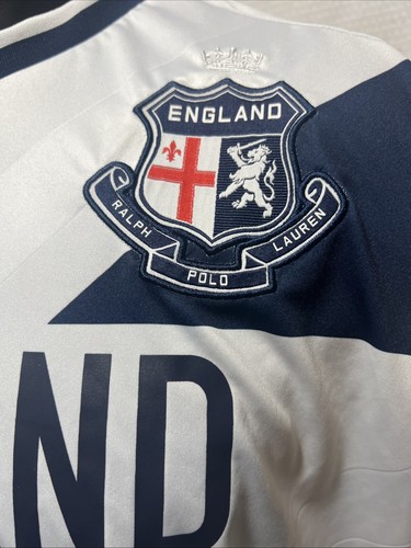 Ralph Lauren Polo England Rugby Size XL Long Sleeve White/Navy/Red Light Weight - Picture 2 of 8