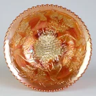 Fenton Stag and Holly Marigold Carnival Nut Bowl, Antique c1912 Spatula 7 5/8"