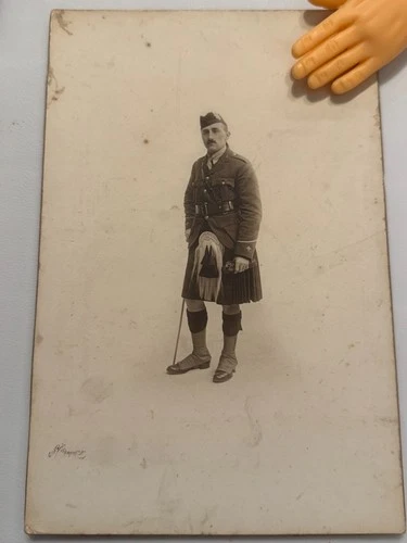 WW1 Scottish Officer Photograph c1914–18 - Kilted Uniform Glengarry Military