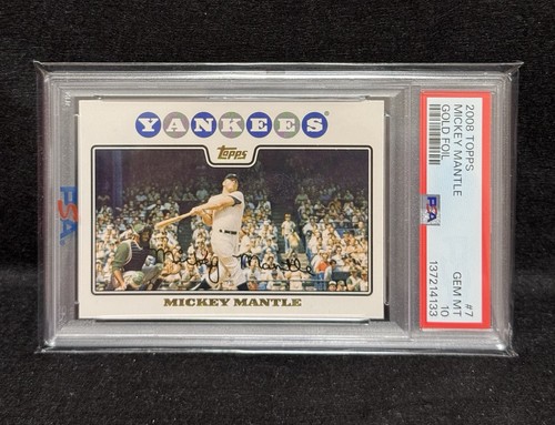 PSA 10 2008 Topps Mickey Mantle #7 Gold Foil Baseball Card GEM MT - Picture 12 of 12