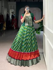 Women Tasar Silk Lehenga Choli Zari Weaving Leheriya Print Festive Wear