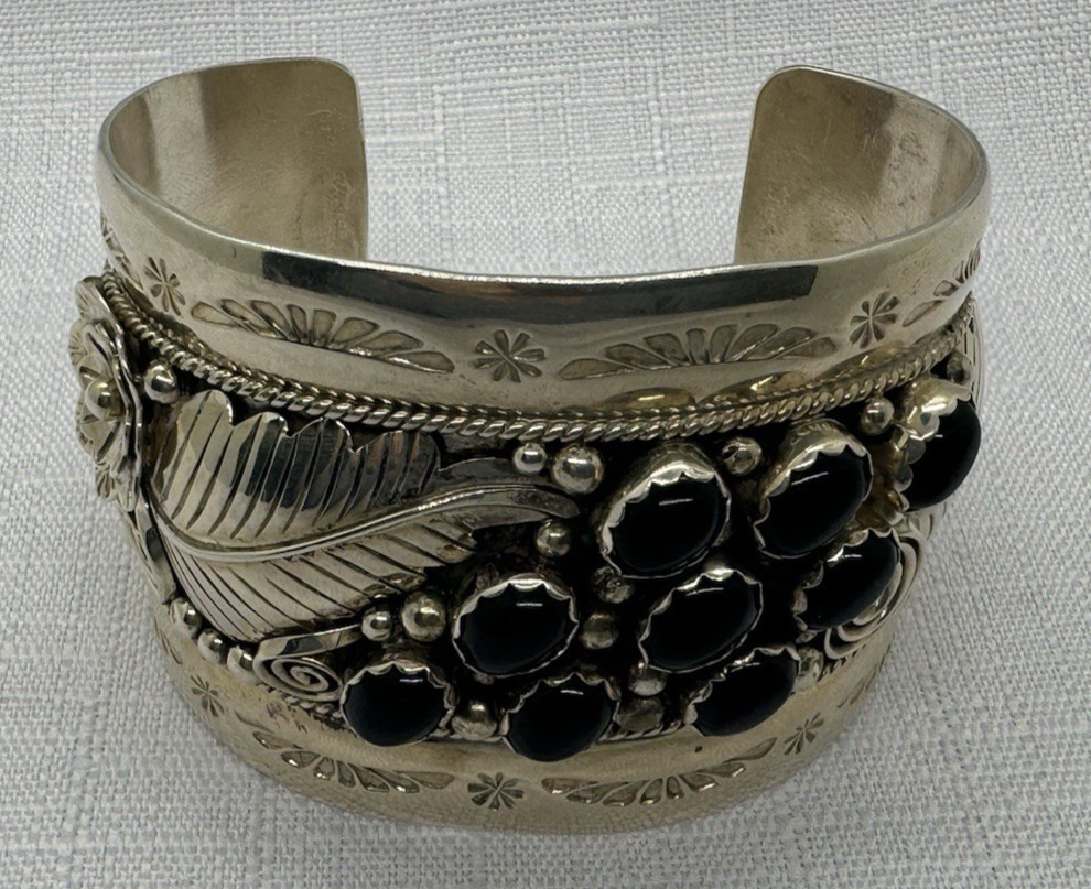 Julia Etsitty Signed Sterling Silver Cuff Bracele… - image 2