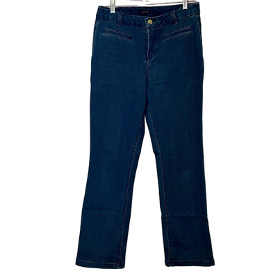 Iman Womens Flat Front Blue Jeans Slit Pockets Size 8 Classic Straight Leg Mid
