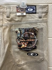 VTG NOS NWT LA Gate Jeans Mens 38x32 Beige Baggy Extra Wide Leg Denim 90s Y2K