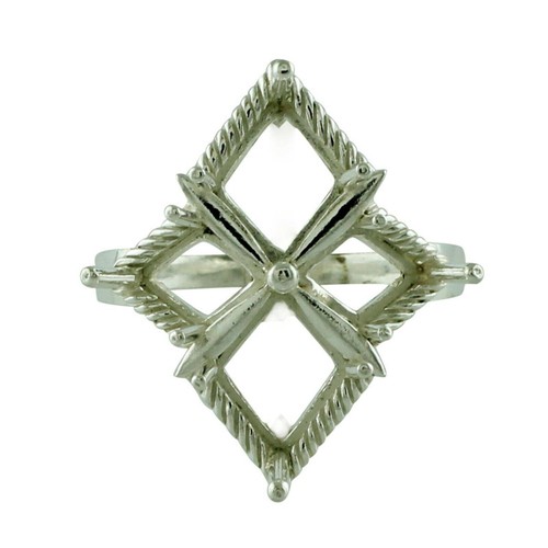 925 Sterling Silver 10x8mm Kite Semi Mount Cocktail Ring For Wedding Ring