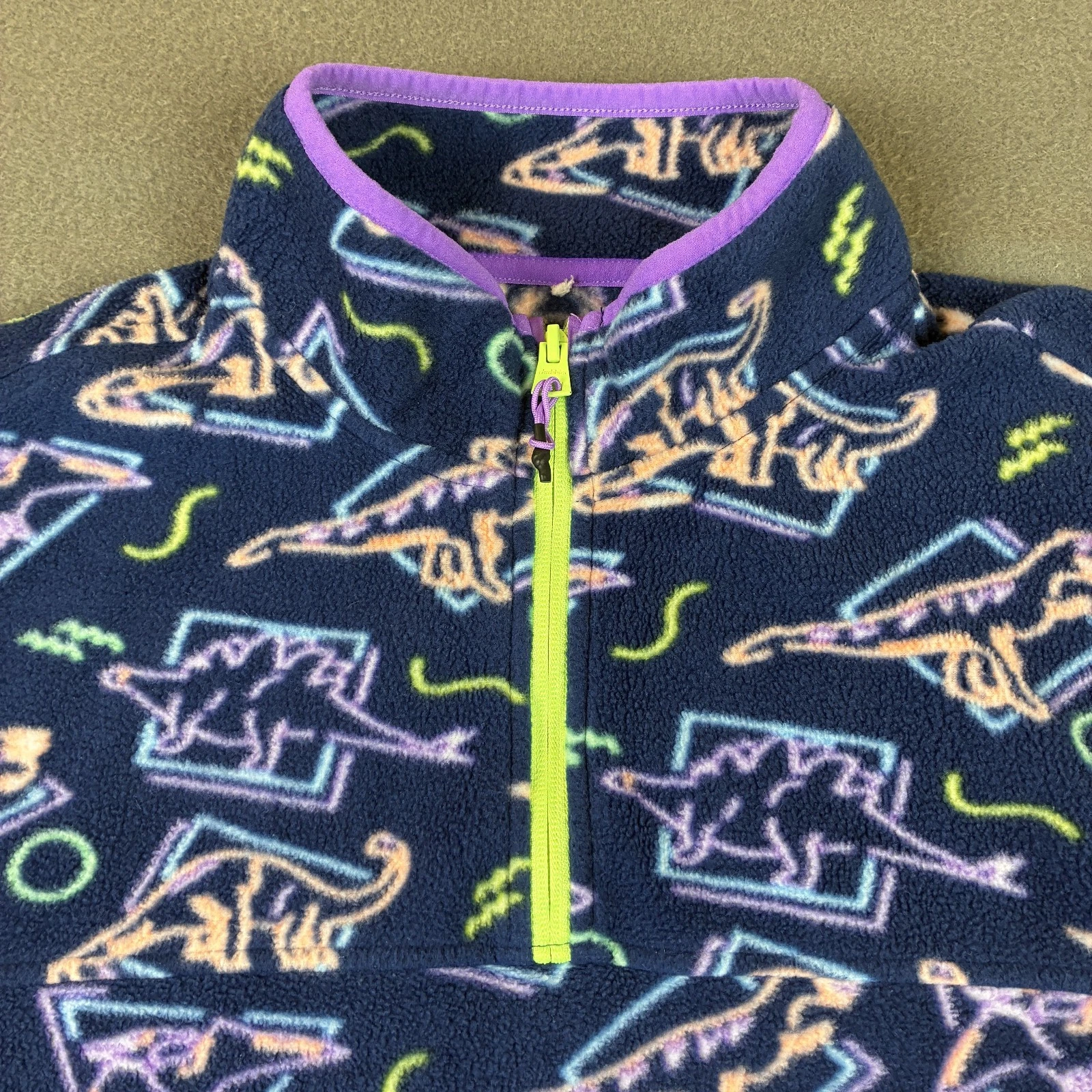 Chubbies Jacket Mens Medium Blue Dinosaur Fleece Pullover 1/4 Zip Sweatshirt image 1