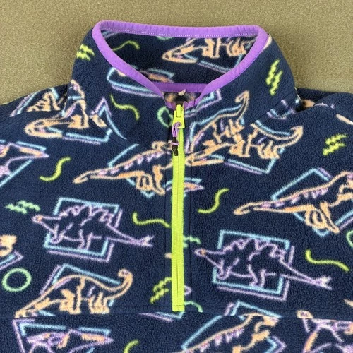 Chubbies Jacket Mens Medium Blue Dinosaur Fleece Pullover 1/4 Zip Sweatshirt - product listing photo