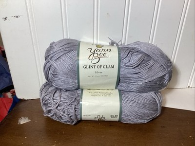 Yarn Bee Glint of Glam Silver 2 Total Skeins; Mix Bamboo Viscose, Cotton Lurex 