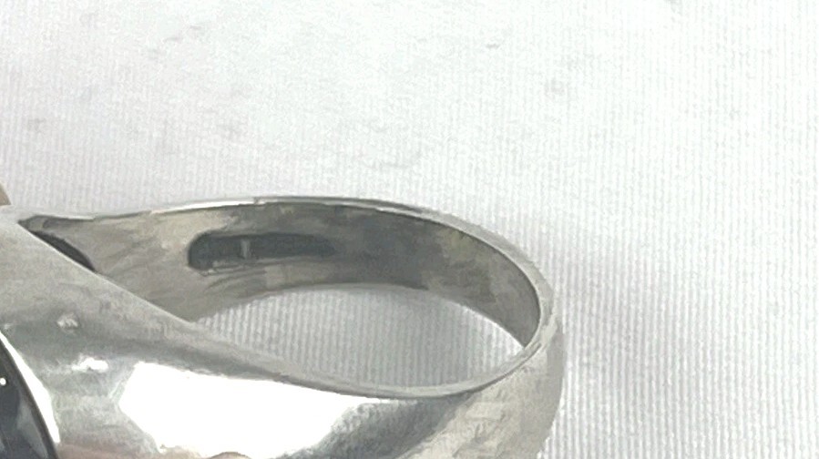 Vintage Solid Silver Fire Agate Large Heavy Ring … - image 6