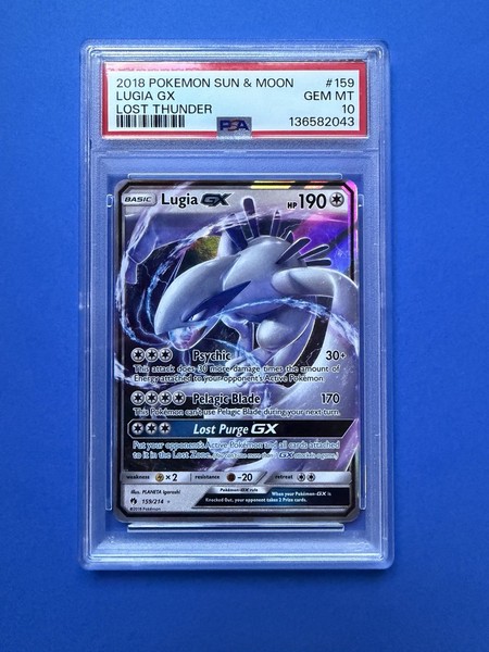 2018 POKEMON SUN & MOON LOST THUNDER #159 LUGIA GX PSA 10