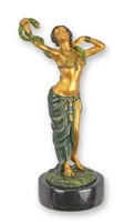 Bronzeskulptur TäNzerin Mit Schlange Wiener Stil Replikat Retro Design Dekoratio