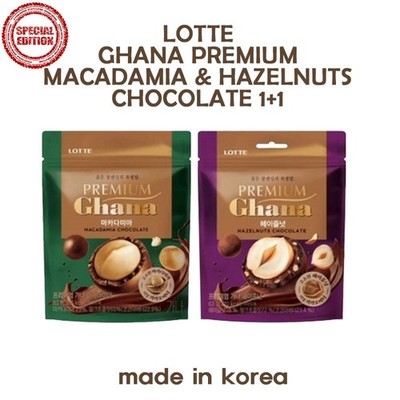 Limited Edition Lotte Ghana Premium Macadamia & Hazelnuts Chocolate 63g 1+1 set