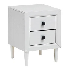 Nightstand End Bedside Coffee Table Wooden Leg Storage Drawers  White