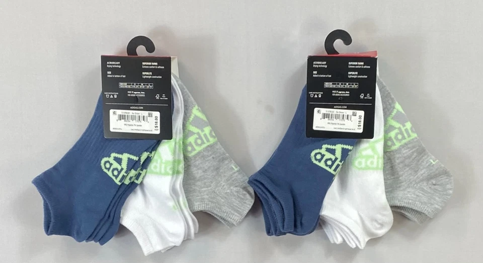Niñas Jóvenes Adidas Superlite Aeroready 2 Paquete 12 Pares Calcetines No Show 5Y-7Y Foto 2 de 2