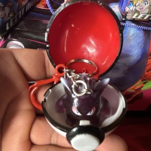 Pokémon Gengar Clip-On Keychain Charm w/ Poké Ball-Style Holder Purple Red