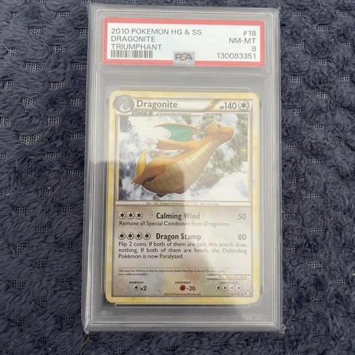 2010 POKEMON HEARTGOLD & SOULSILVER TRIUMPHANT #18 DRAGONITE PSA 8