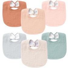 6 PCS Muslin Baby Bibs Boys Girls Soft Cotton Absorbent Bandana Drool Teething