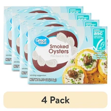 (4 pack) Great Value Smoked Oysters, 3.75 oz Can...