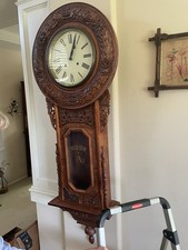 Antique Regulator Wall Clock Mahogany Tall Vi...