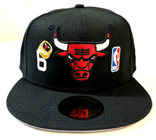 Chicago Bulls NBA 6 Time World Champions NE Fitted Hat Black