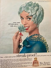 Max Factor Hi Fi Fluid Makeup Cosmetics, Full Page Vintage Print Ad, aa