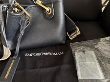 Emporio Armani Umhängetasche schwarz PU Logo gold, abnehmbar Beutel