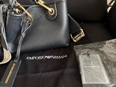 Emporio Armani Umhängetasche schwarz PU Logo gold, abnehmbar Beutel
