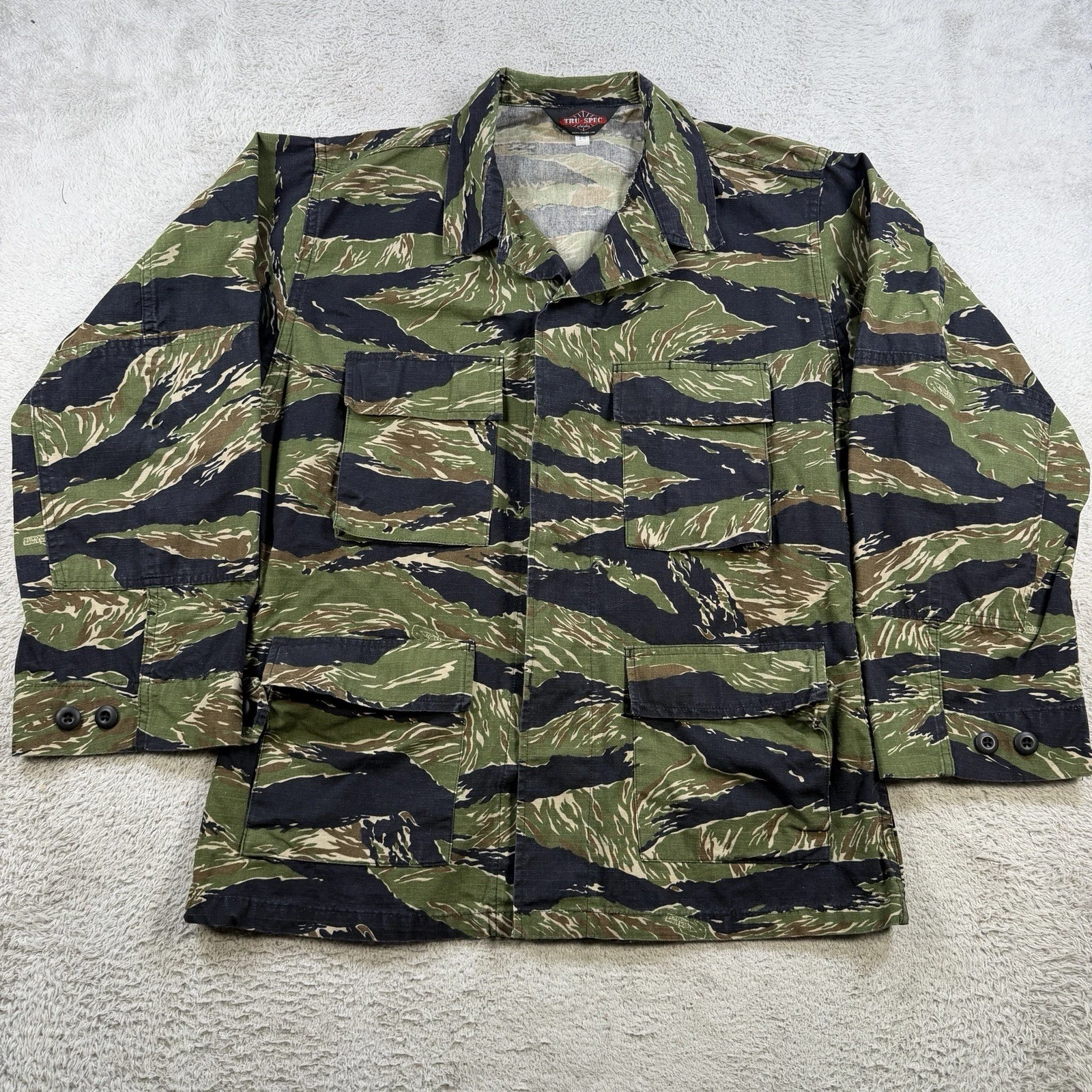 Vintage Tru-Spec Jacket Mens Medium Tiger Stripe Camo Regular Military BDU - product detail image 1