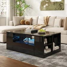 High Gloss LED Light Coffee Table