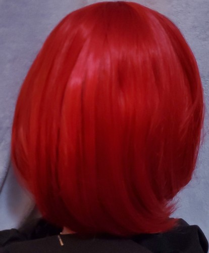 Short Straight Hair Bob Wig With Bangs Halloween Cosplay - Red. Synthetic - Picture 3 of 10