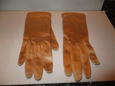 Vintage Pair of W. Germany Gold Short Gloves with Rhinestone Closure