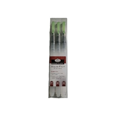Royal Langnickel essentials 3-PC AQUA-FLO REFILLABLE BRUSH PENS 01 02 03 ROUND