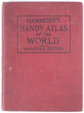Original 1917 Hardbound Hammond WORLD ATLAS United States Maps Railroads