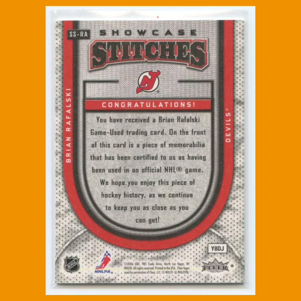 Brian Rafalski #SS-RA 2006 Flair Showcase Stitches New Jersey Devils Hockey Card - Image 2 of 3