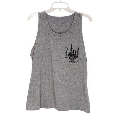Expensive Difficult & Talks Back Tank Top Scoop Neck Heather Gray Unisex Size L