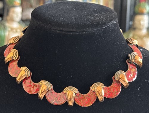 Vintage Matisse Renoir Copper Enamel Collar Necklace