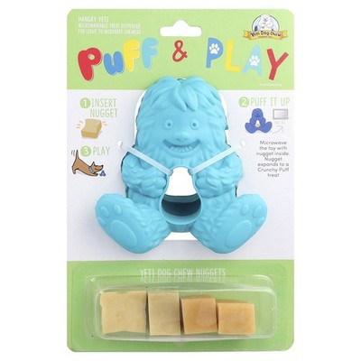 Puff & Play, Treat Dispenser, Yeti Dog Chew Nuggets, Blue, 4 Nuggets, 1