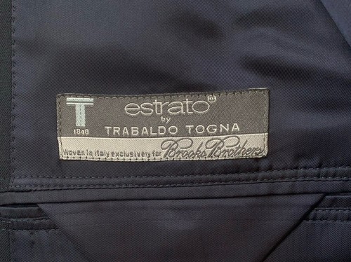 Hombre 42L Brooks Brothers 1818 Madison X Estrato Azul Marino Sólido Lana Suit - Imagen 19 de 20