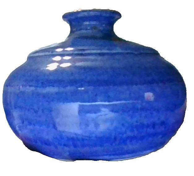 REALLY BEAUTIFUL BLUE VASE West Studio Glazed Pottery w/West & Poss Year on Bttm